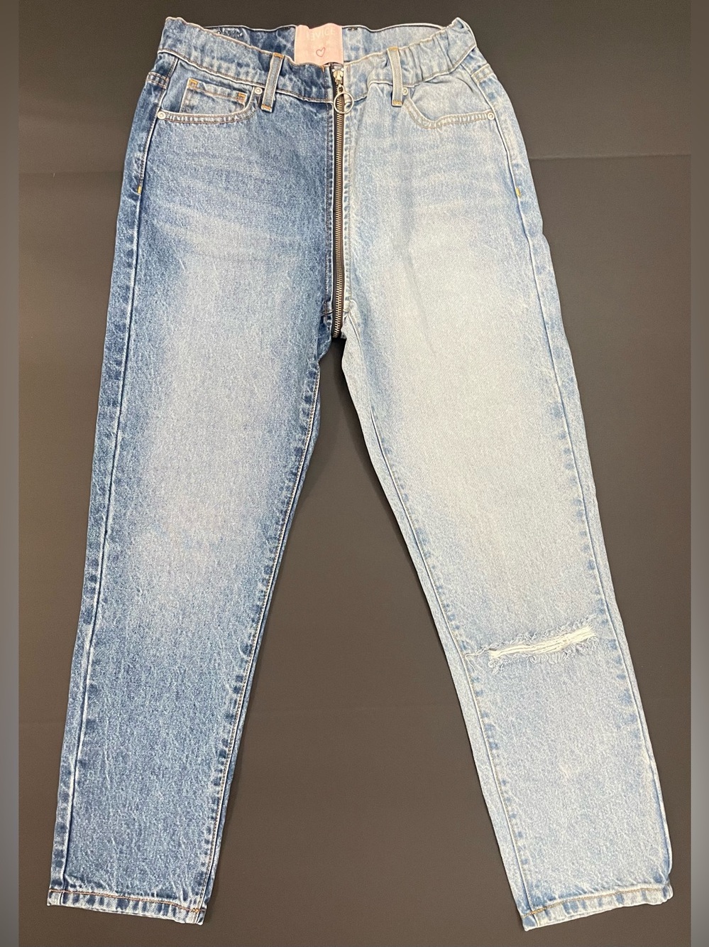 REVICE Denim Yin Yang Crops Tokyo Wash Full Zip Two Tone Jeans Size 30 Fits 28